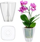KADAX Bloempot, slanke orchideeënpot, vierkant, transparant
