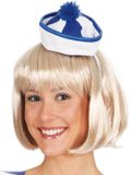 Merkloos Mini matrozen/zeeman hoedje - blauw/wit - op haarband - Carnaval verkleed accessoires