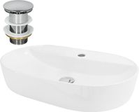 LuxeBath Keramische Wastafel 60x40x12 cm Wit Ovaal Opzetwastafel