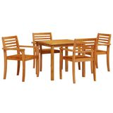 vidaXL - Tuin - Eettafel - Set - 5 - st - Bruin - Massief - Acacia - Hout