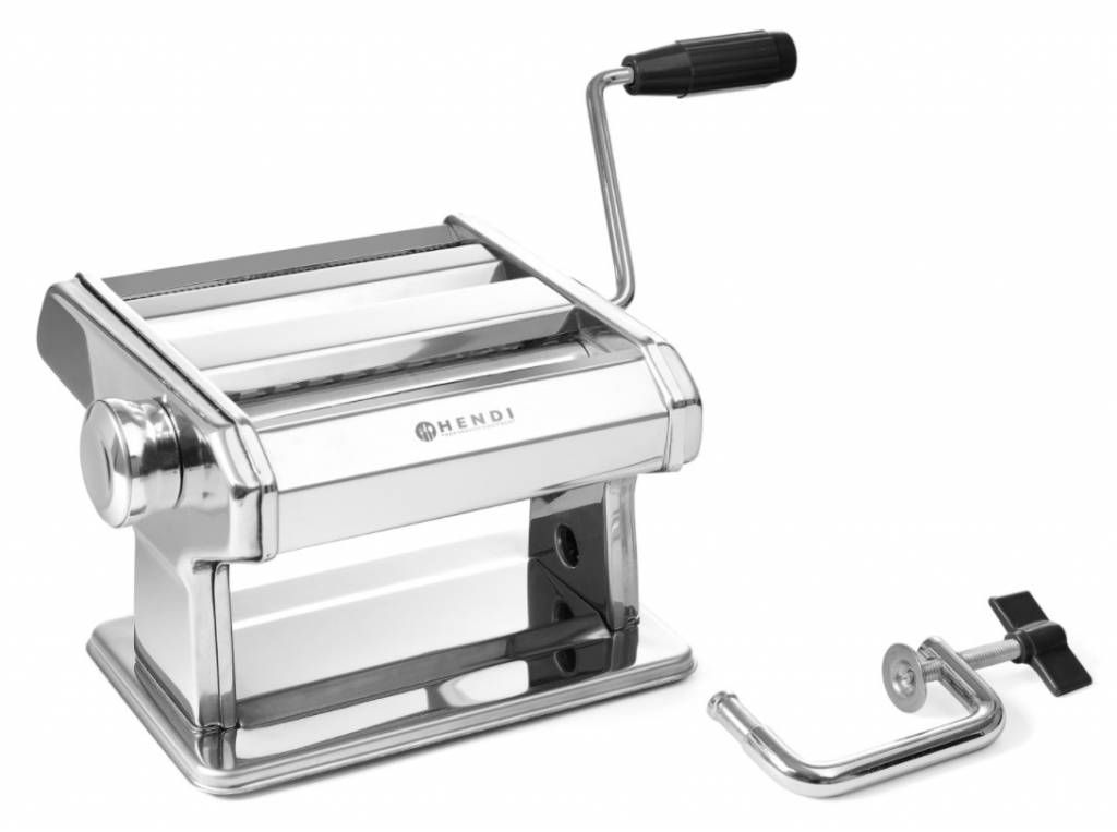 Hendi Pastamachine Kitchen Line - 14cm - RVS - Met Zwengel en Tafelbevestiging