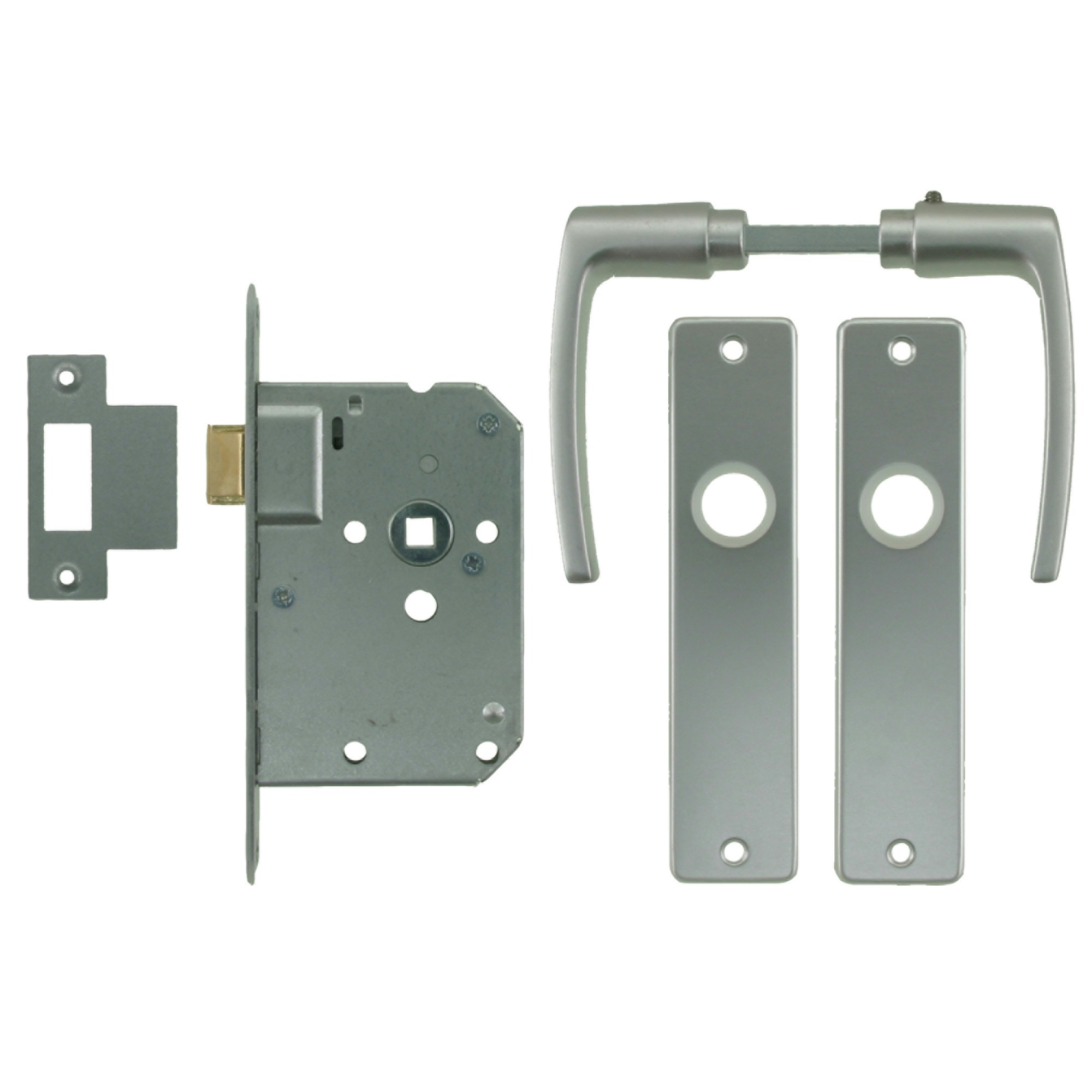 Nemef loopslot 1255/96 rechts - Doornmaat 50mm - Wit gelakte voorplaat - Met sluitplaat - Met deurbeslag en deurkrukken - Met bevestigingsmateriaal - In zichtverpakking