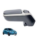 RATI ARMSTER 2 Armsteun geschikt voor Renault ZOE 2020- [grijs, veganistisch leer] met opbergruimte die achteraf kan worden geïnstalleerd