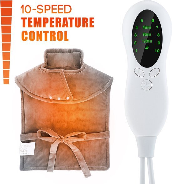 Pro-Care Electrische Flannel Heating Bodywarmer - Flanellen Shawl - Deken - LED Afstand bediening 45-90-120min, 10 Speed Temperatuur Control - Rapid Heating - Automatic Constant Temperatuur - 87cm bij 60cm - Kleur Grijs