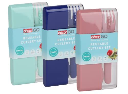 Décor Go Herbruikbare bestekset met reisetui | 3-delig - Verschillende kleuren
