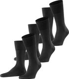 FALKE Tiago 3-Pack eenkleurig fil d'Ecosse katoen multipack sokken heren zwart - maat 45-46