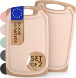 Blumtal Snijplank Linnmon - Kunststof Snijplank met Sapgroeven en Handvat - BPA Vrij - Beige - Large - Set van 2
