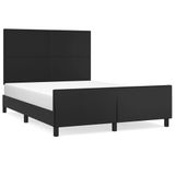 VidaXL Bedframe met hoofdbord, kunstleer, zwart, 140x200 cm
