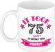 Bellatio Decorations Verjaardag cadeau mok 75 jaar - roze - grappig - 300 ml - keramiek