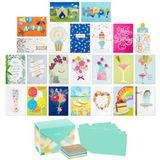 Hallmark Set van 24 handgemaakte geassorteerde wenskaarten in doos, aquarel - verjaardag/babyshowe/bruiloft/sympathie/denken aan jou/bedankkaarten