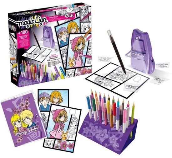 Lansay Magic Lign - Repro Manga Chibi Box - 100 illustraties - Vanaf 7 jaar