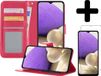LUQ Samsung Galaxy A32 5G Book Case Hoesje - Donkerroze - Met Screenprotector