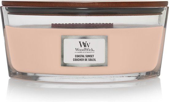 WoodWick Heartwick Flame Ellipse Geurkaars - Coastal Sunset - Roze