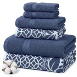 Modern Threads Trefoil Filigraan 6-delige omkeerbare garengeverfde jacquard handdoekenset
