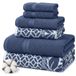 Modern Threads Trefoil Filigraan 6-delige omkeerbare garengeverfde jacquard handdoekenset
