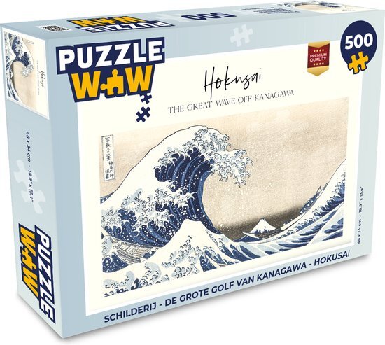 MuchoWow Puzzel Schilderij - De grote golf van Kanagawa - Hokusai - Legpuzzel - Puzzel 500 stukjes