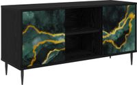 vidaXL TV-meubel WIJHE 102 x 33 x 51 cm Zwart eiken Bewerkt hout