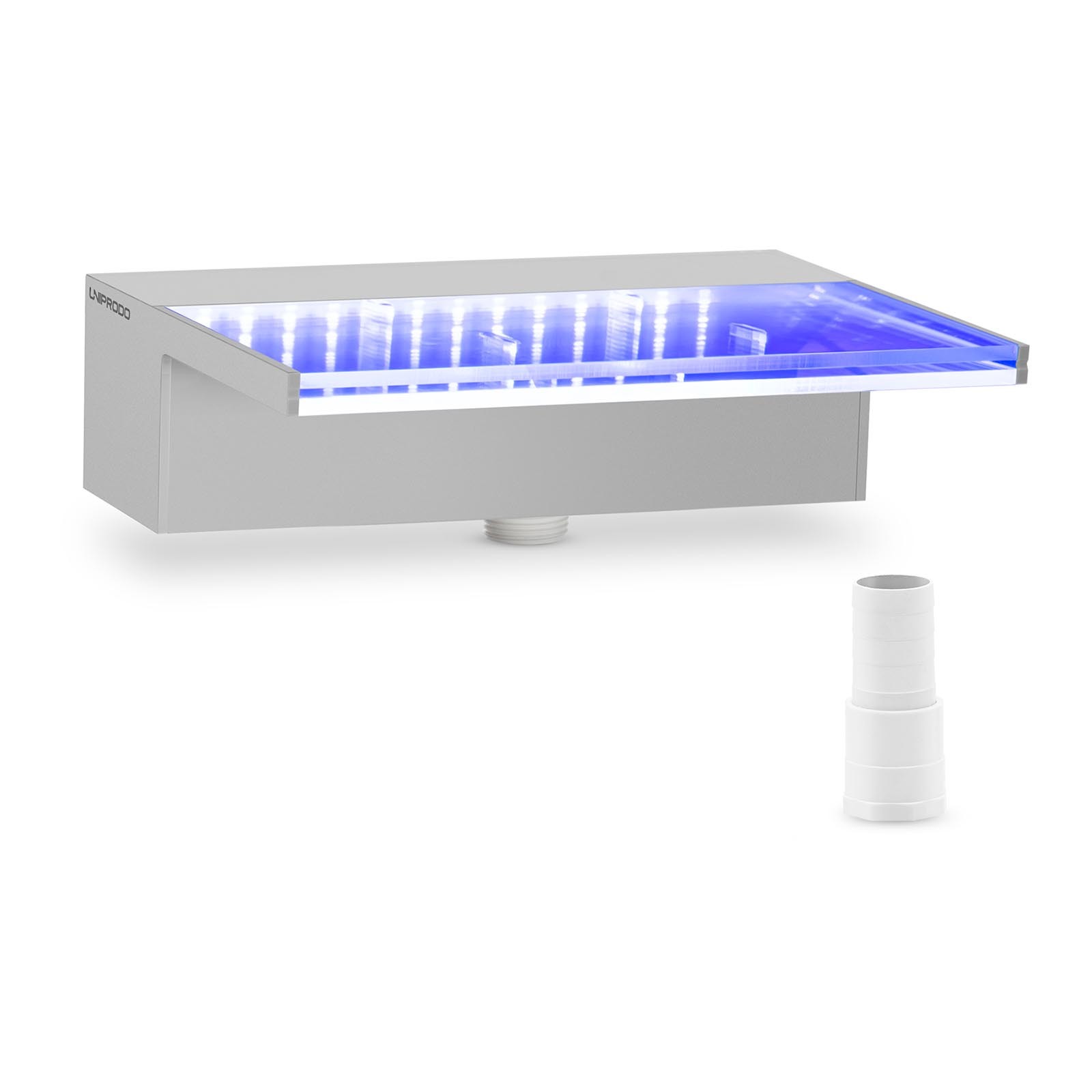 Uniprodo Douche - {{net_lengte}} cm - LED-verlichting - Blauw / Wit - {{lip_lengte}} mm waterafvoer