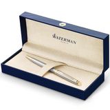 Waterman Hémisphère-balpen | Roestvrij staal met gouden afwerking | Medium penpunt | Blauwe inkt | Geschenkverpakking