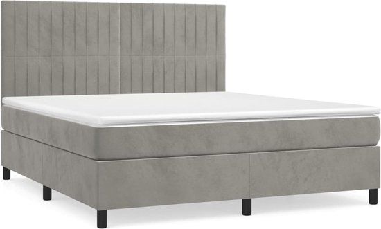 vidaXL Boxspring met matras fluweel lichtgrijs 140x200 cm