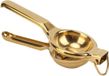 Stainless Steel Ergonomic Hand Press with Ultra Long Handle Manual Citrus Juicer - Handheld Lime Press Bartool with Lifting Ring (Gold)