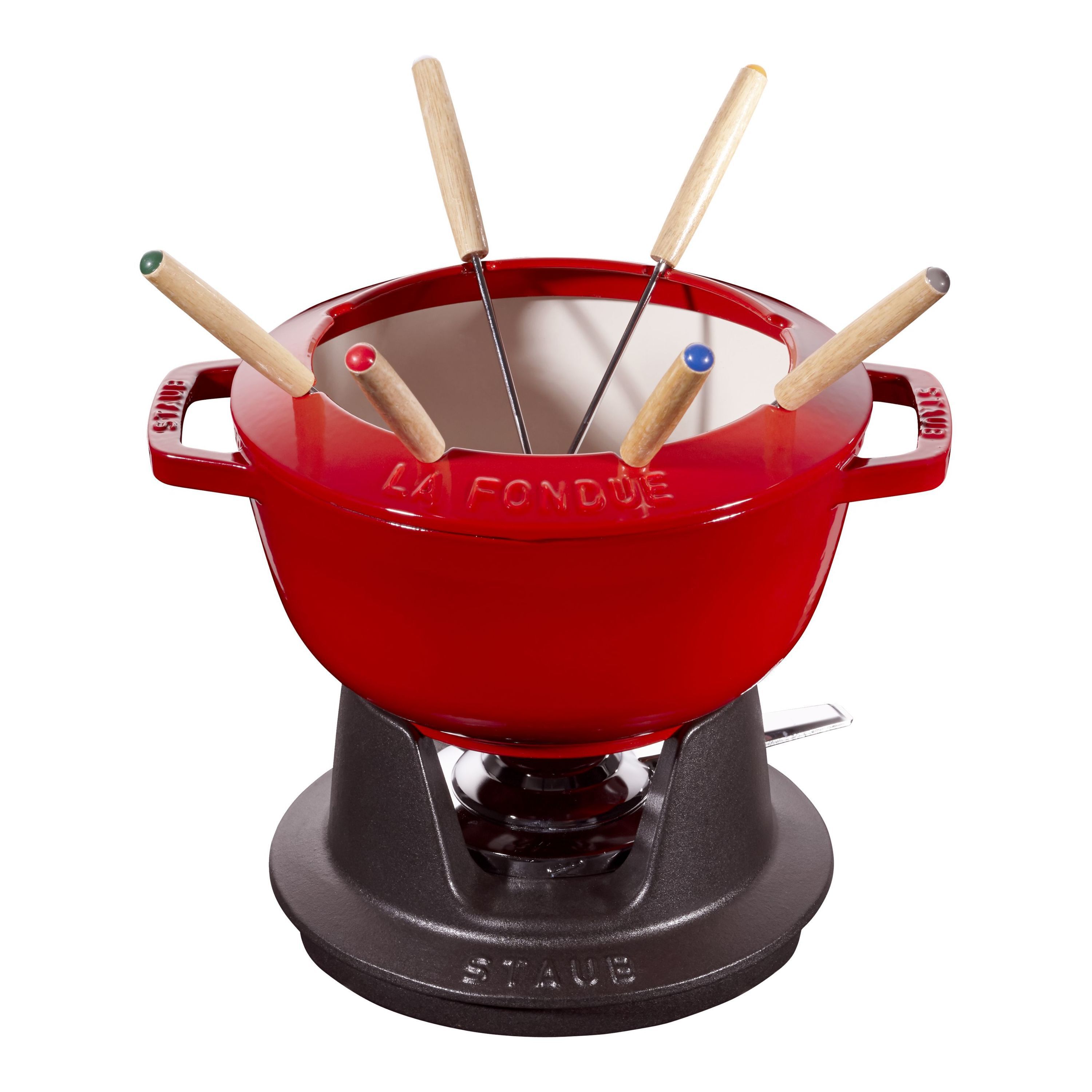 Staub Fondueset - Rood - 6 vorken - Gietijzer