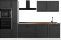 Vicco Complete keukeneenheid R-Line, Antraciet landelijk/Wit, 310 cm zonder werkblad