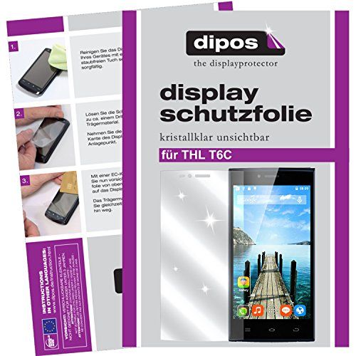 dipos I 2 x beschermfolie, helder, compatibel met THL T6C folie, displaybeschermfolie