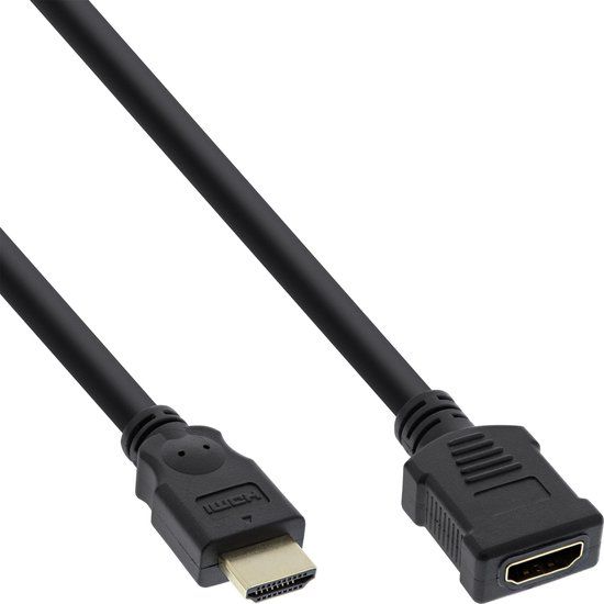 InLine HDMI-verlengkabel, HDMI High Speed, stekker/bus, 5m, Zwart