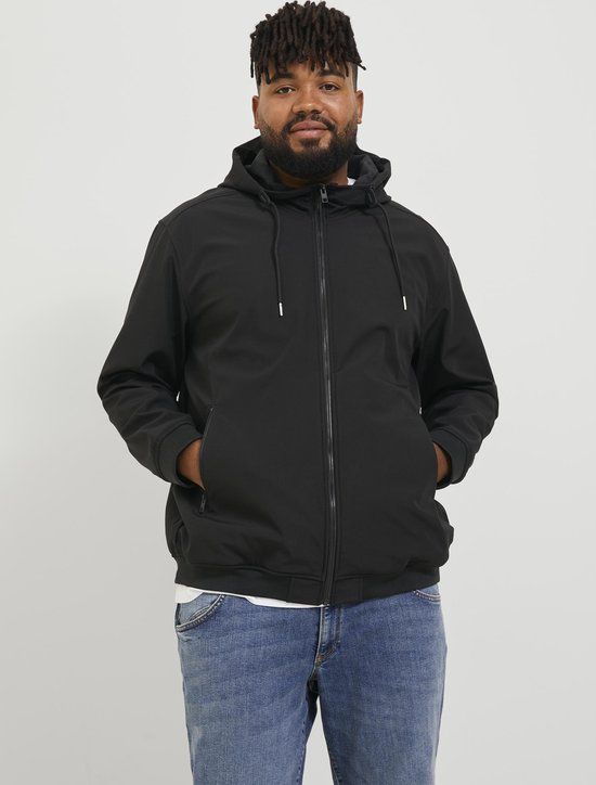 JACK&JONES PLUS JJEBASIC SOFTSHELL HOOD NOOS PLS Men's Jacket - Black - Size 5XL