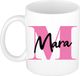 Bellatio Decorations Naam mok Mara - roze - wit - keramiek - 300 ml - cadeau beker