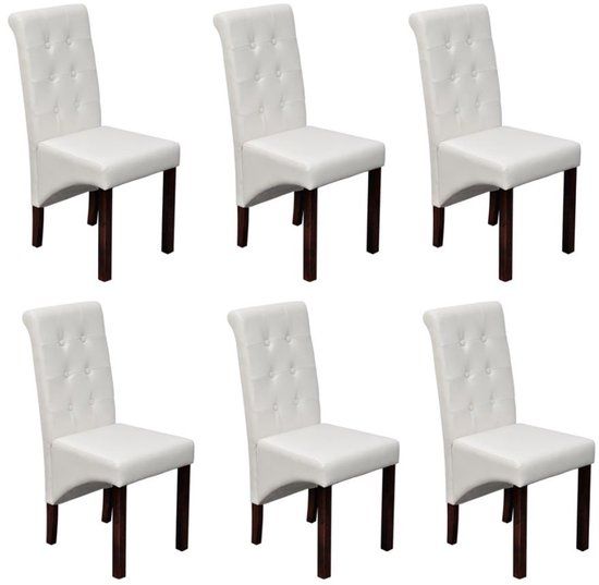 vidaXL Eetkamerstoelen 6 stuks kunstleer wit