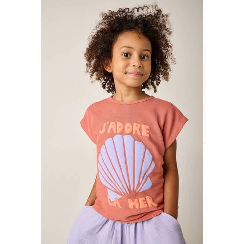 Tumble 'n Dry T-shirt oudroze Meisjes Katoen Ronde hals Printopdruk - maat 146