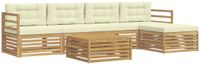 vidaXL - Bank loungeset - 5 zitplekken - Wit en crème - Polyester
