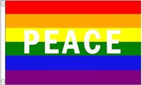 Merkloos / Sans marque Shoppartners Bv Regenboog Peace vlag - 90 x 150 cm - Pride - LHBTI - Polyester - met ophang ringen