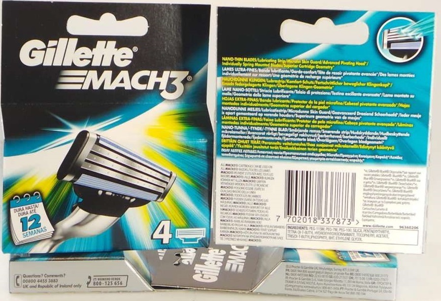 Gillette MAch 3 , 4 mesjes