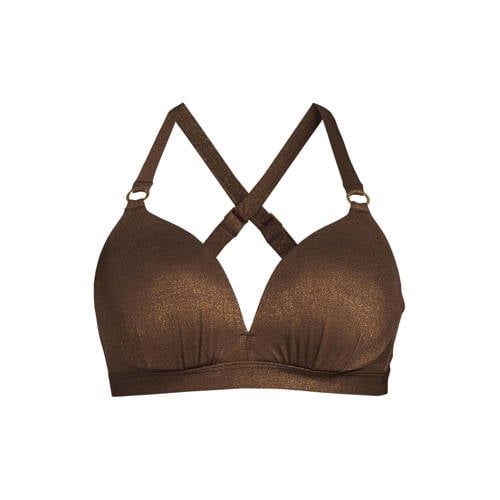 BEACHWAVE Curve voorgevormde beugel bikinitop met lurex donkerbruin