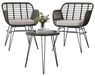 Ensemble de meubles d'extérieur en rotin – Set bistro 3 pièces pour jardin – 2 chaises + table – cadre en métal – résistant aux intempéries – gris