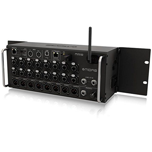 Midas MR18 Digitale mixer met 18 ingangen voor iPad/Android-tablets met 16 Midas Pro-voorversterkers, geïntegreerde WLAN-module en meerkanaals USB-audio-interface