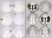 Merkloos / Sans marque Billiet - Vanlaere 12x stuks kunststof kerstballen mix van wit en zilver 8 cm