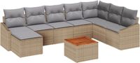 vidaXL Tuinbank Set 9-delig Beige Polyrattan Hoek Loungeset