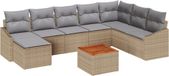 vidaXL Tuinbank Set 9-delig Beige Polyrattan Hoek Loungeset