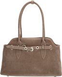 Charm London Mariëlle Shopper - Suede - Schoudertas - Lange Handvaten - Dames Tas - Leer - Leren Dames Tas - Donkertaupe