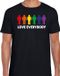 Bellatio Decorations Gay Pride shirt - love everybody - regenboog - heren - zwart XXL