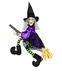 Widmann 01395 Sprekende heks op bezem, met heldere ogen en trappelende benen, 70 cm, feestdecoratie, Halloween, carnaval, themafeest