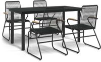 vidaXL 5-delige Tuinset PVC-rattan Zwart