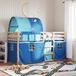 vidaXL Lit superposé avec rideaux - 90x190 cm - Bois de pin massif - Bleu