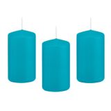 Trend Candles 8x bougies cylindriques/stompkaarsen bleu turquoise 5 x 10 cm 23 heures de combustion - Bougies sans parfum bleu turquoise - Décorations d'intérieur