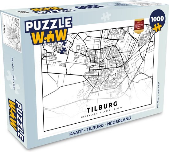 MuchoWow Puzzel Kaart - Tilburg - Nederland - Legpuzzel - Puzzel 1000 stukjes volwassenen