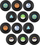 Unyqoos® Retro CD-onderzetters – Set van 12, antislip, geïsoleerde onderzetters voor drankjes, gemaakt van voedselveilig plastic, diameter ongeveer 4,1 inch, vert